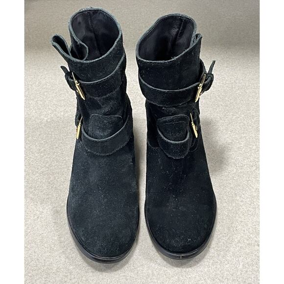 Kate Spade New York Boots Womens 6.5 M Sabina Buckle Ankle Bootie Black Suede - Picture 2 of 13